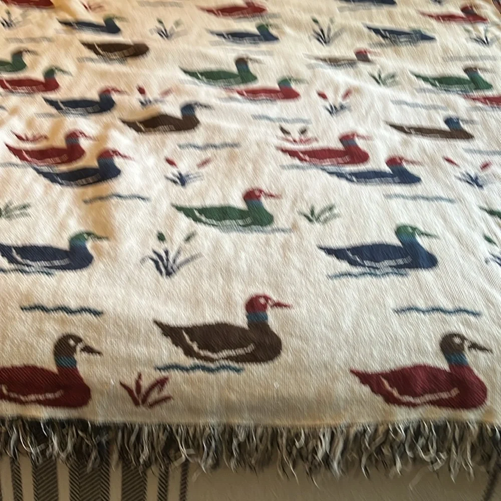 Vintage duck tapestry/blanket reversible